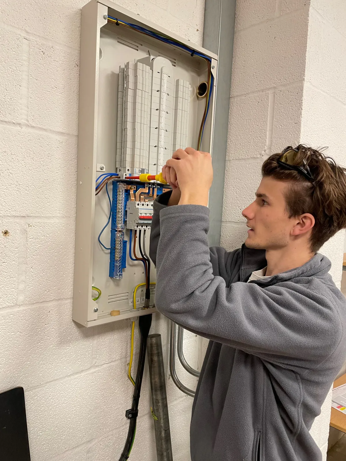 Jack working on an electrical distribution board