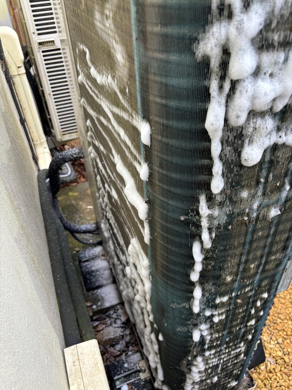 Heat pump coil during professional cleaning